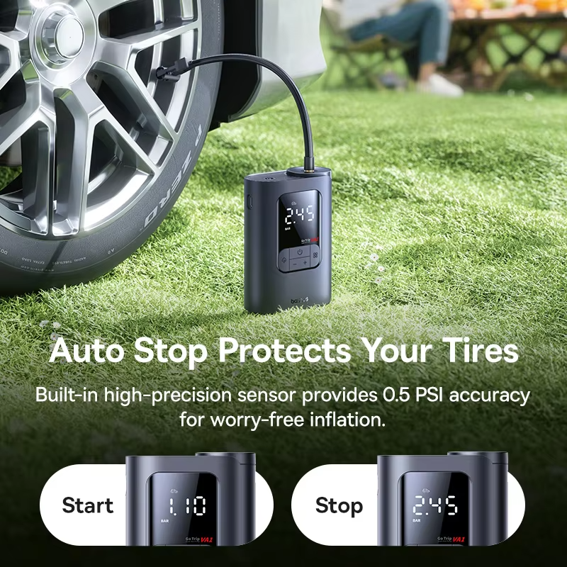 Baseus GoTrip VA1 Pro/Max Air Pump — 7500mAh Cordless Tire Inflator for Car/Bike/Ball