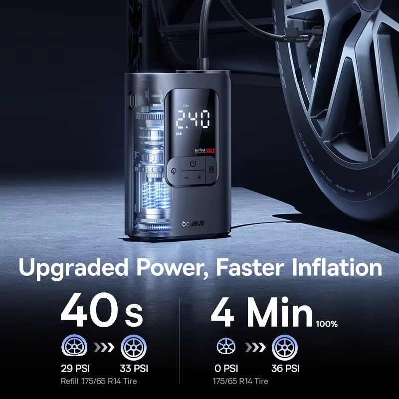 Baseus GoTrip VA1 Pro/Max Air Pump โ 7500mAh Cordless Tire Inflator for Car/Bike/Ball view 4