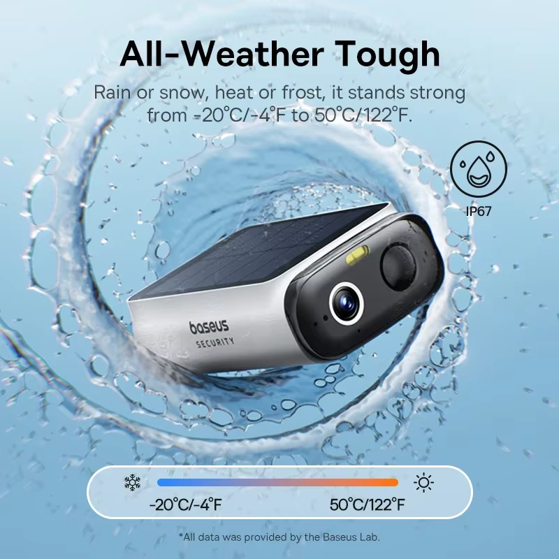 Baseus S1 Lite Solar Security Camera โ Wireless Outdoor, 2K, 135ยฐ FOV, IP67 view 3