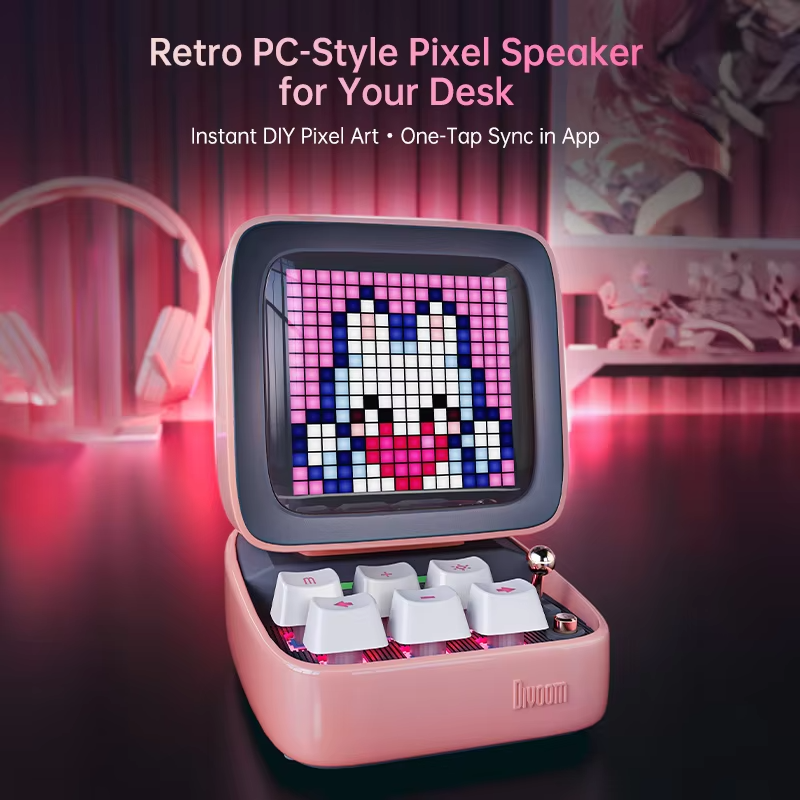 Divoom Ditoo-Pro Retro Pixel Art Bluetooth Portable Speaker Alarm Clock DIY LED Display Board, Cute Gift Home Light Decoration view 3
