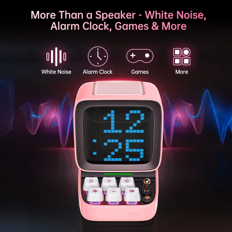 Divoom Ditoo-Pro Retro Pixel Art Bluetooth Portable Speaker Alarm Clock DIY LED Display Board, Cute Gift Home Light Decoration view 6