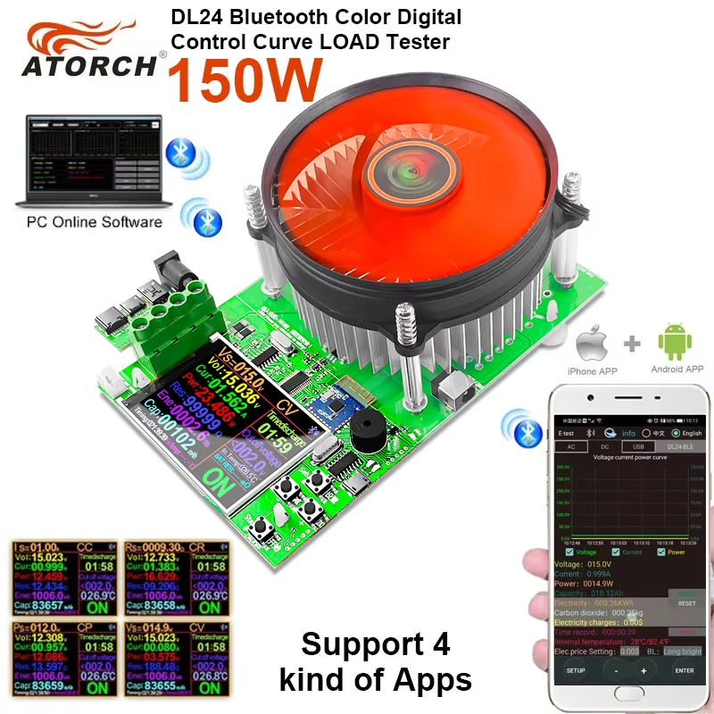 DL24/P Color 2.4-inch DC USB Tester Electronic Load — Lithium Battery Capacity Monitor & Power Meter view 2