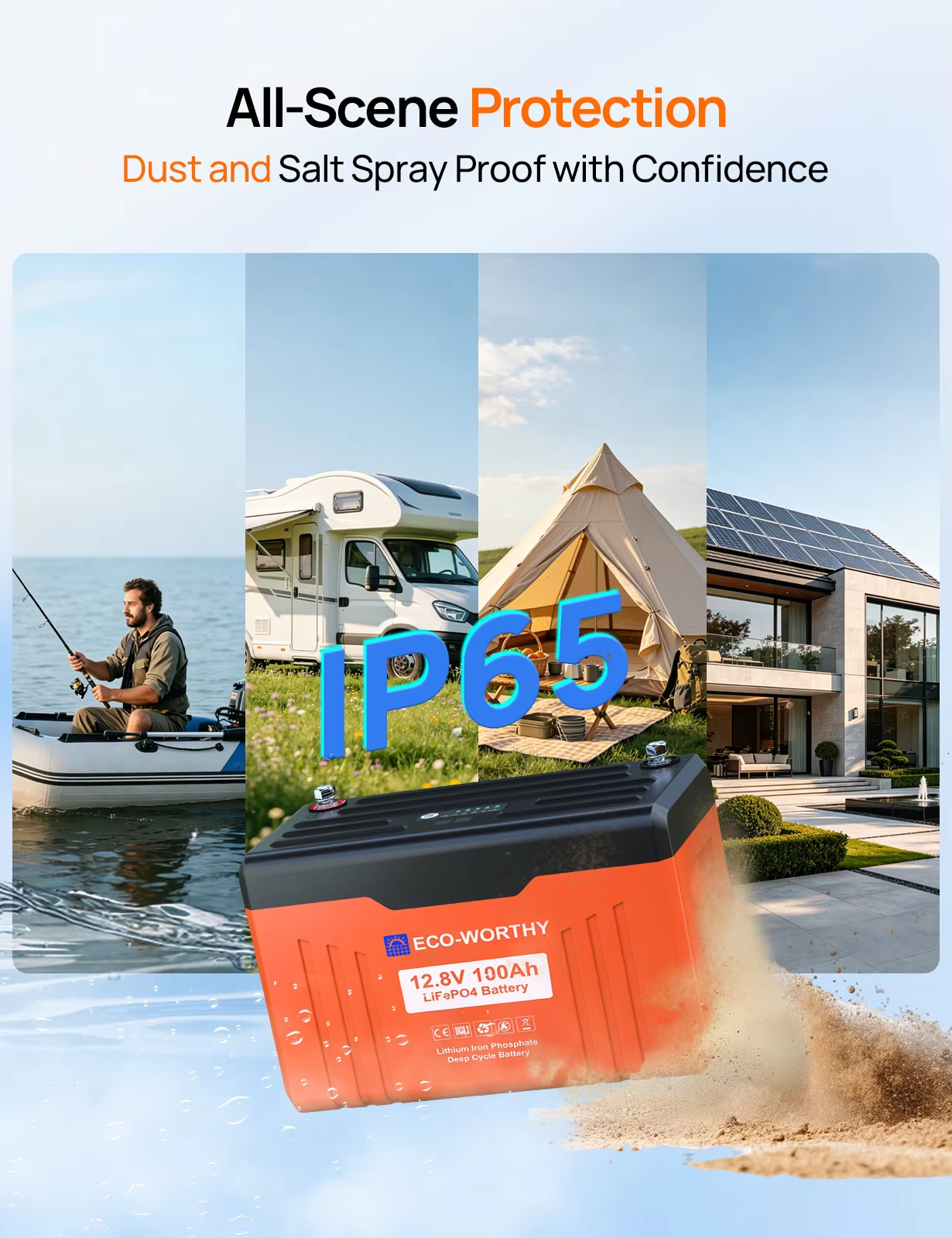 ECO-WORTHY 12V 100AH LiFePO4 Lithium Battery with Bluetooth — 1280Wh, Low-Temp Protection view 8