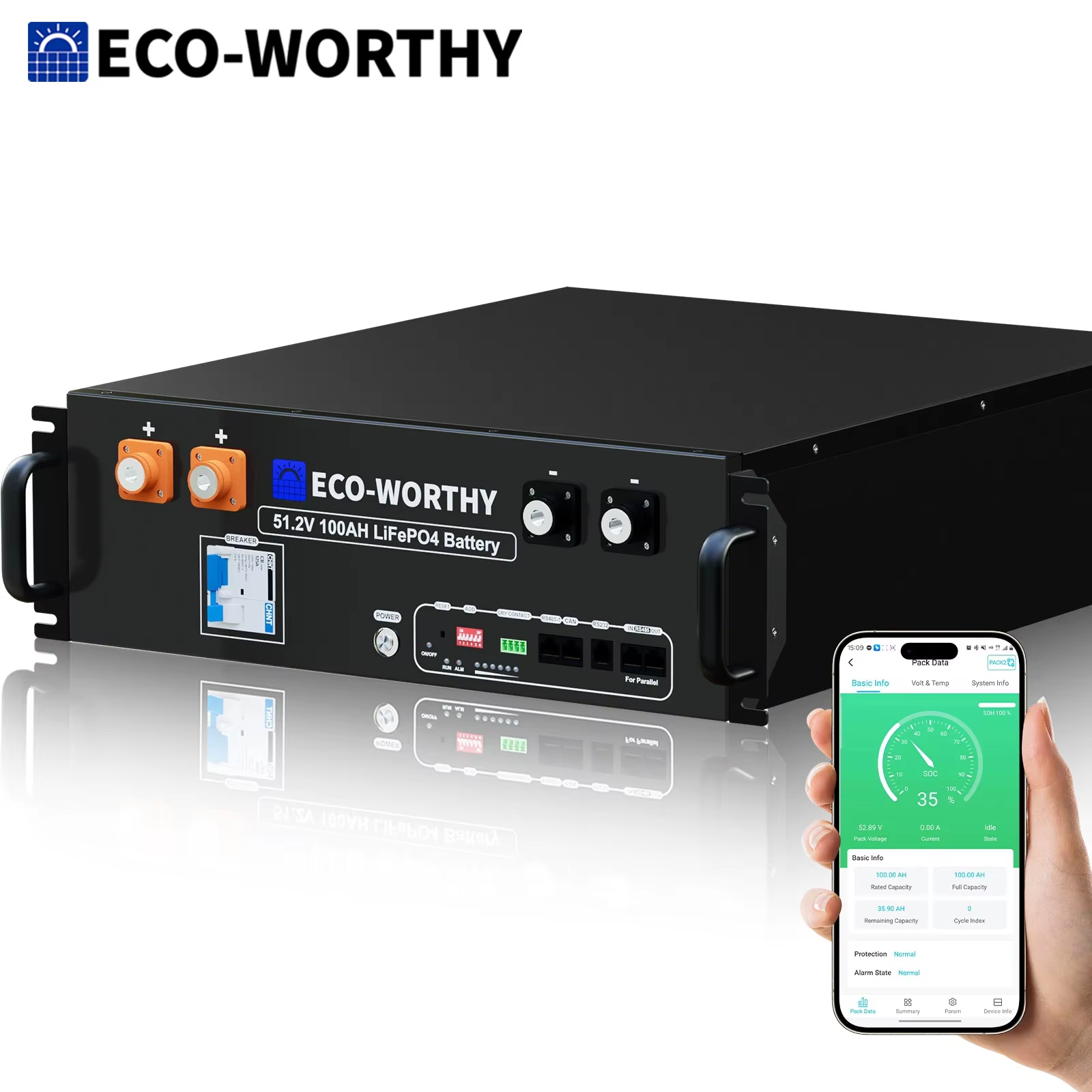 ECO-WORTHY 48V 100Ah LiFePO4 Server Rack Battery view 5