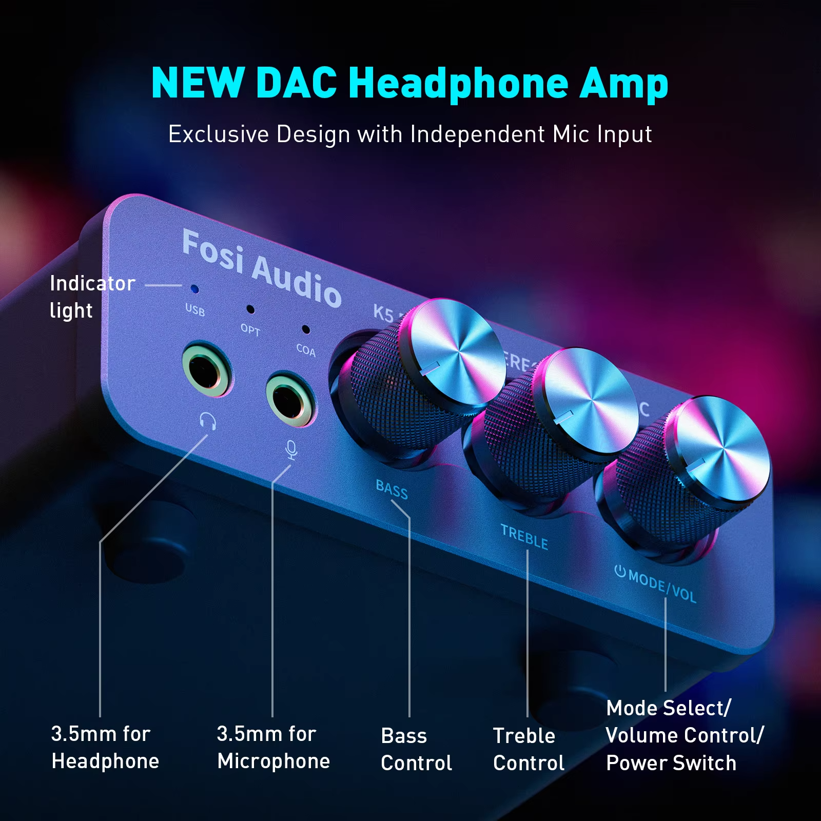 Fosi Audio K5 Pro Gaming DAC/Amp view 2