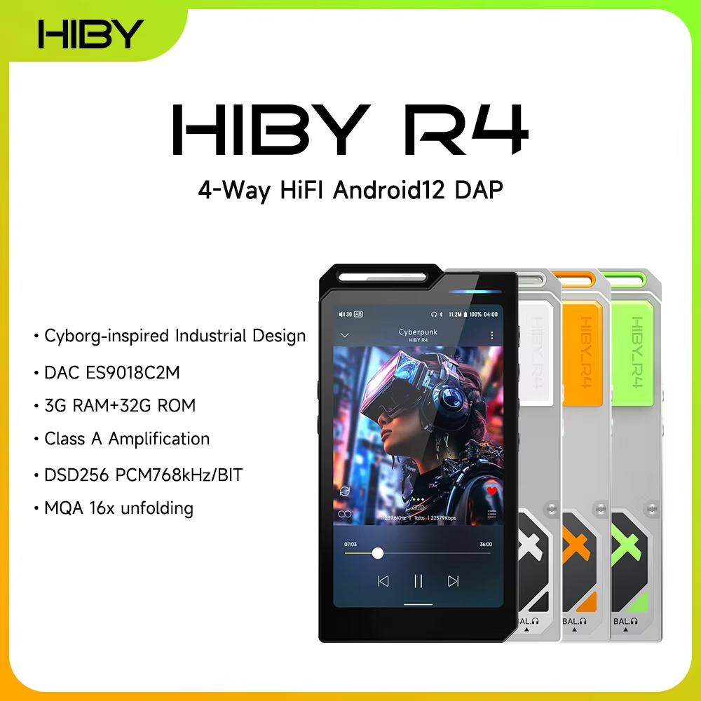 HiBy R4 ES9018Q2M*4 Android12 HiFi Music Player MP3 Audio Bluetooth WiFi DSD256 MQA 16x USB DAC Headphone AMP 11hr 4.7'' OPA1652 view 3