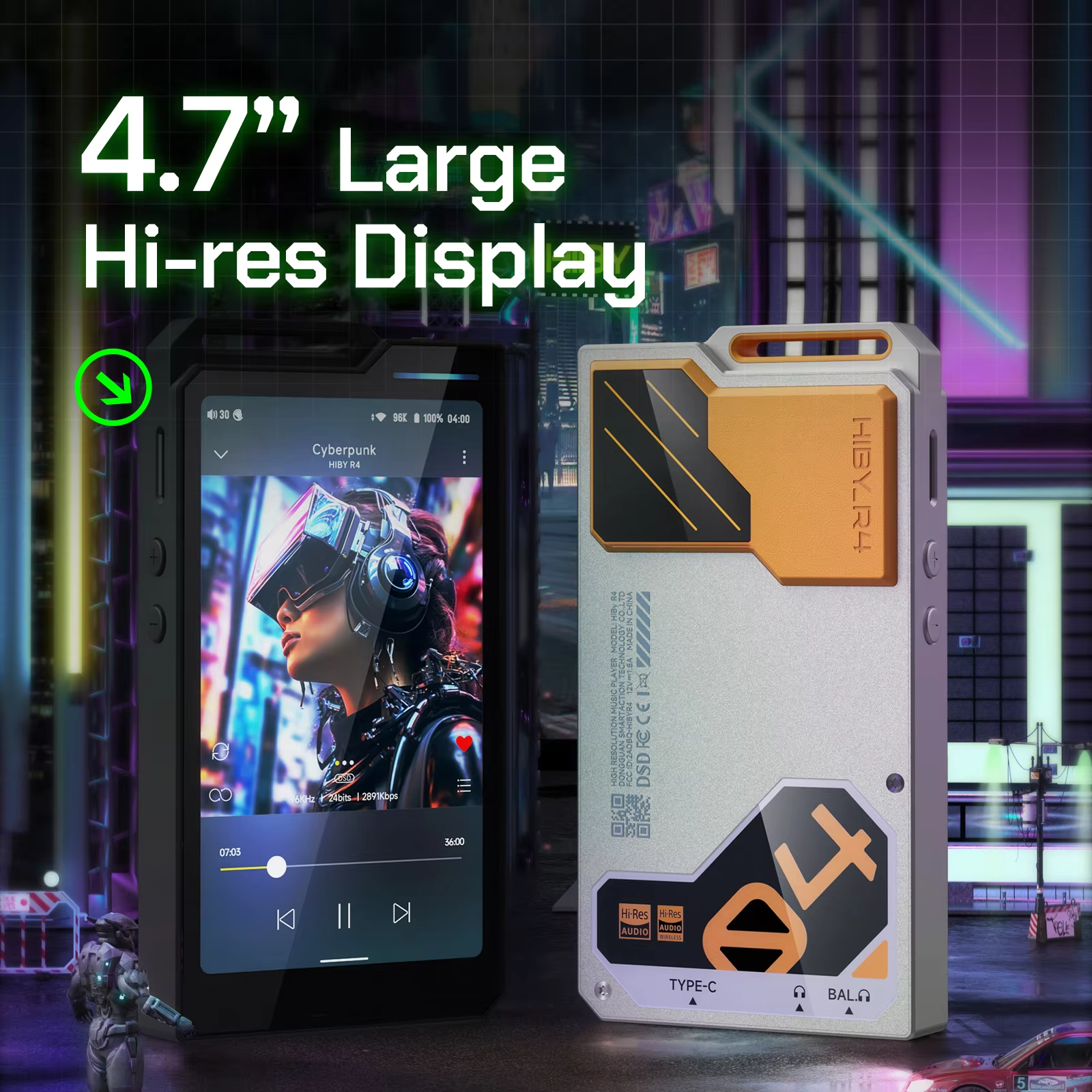 HiBy R4 ES9018Q2M*4 Android12 HiFi Music Player MP3 Audio Bluetooth WiFi DSD256 MQA 16x USB DAC Headphone AMP 11hr 4.7'' OPA1652 view 5
