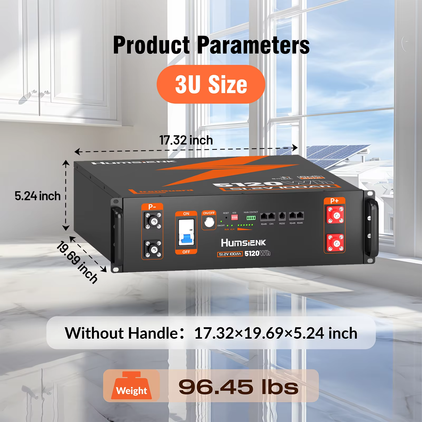 Humsienk 48V 100Ah Server Rack LiFePO4 Battery view 3