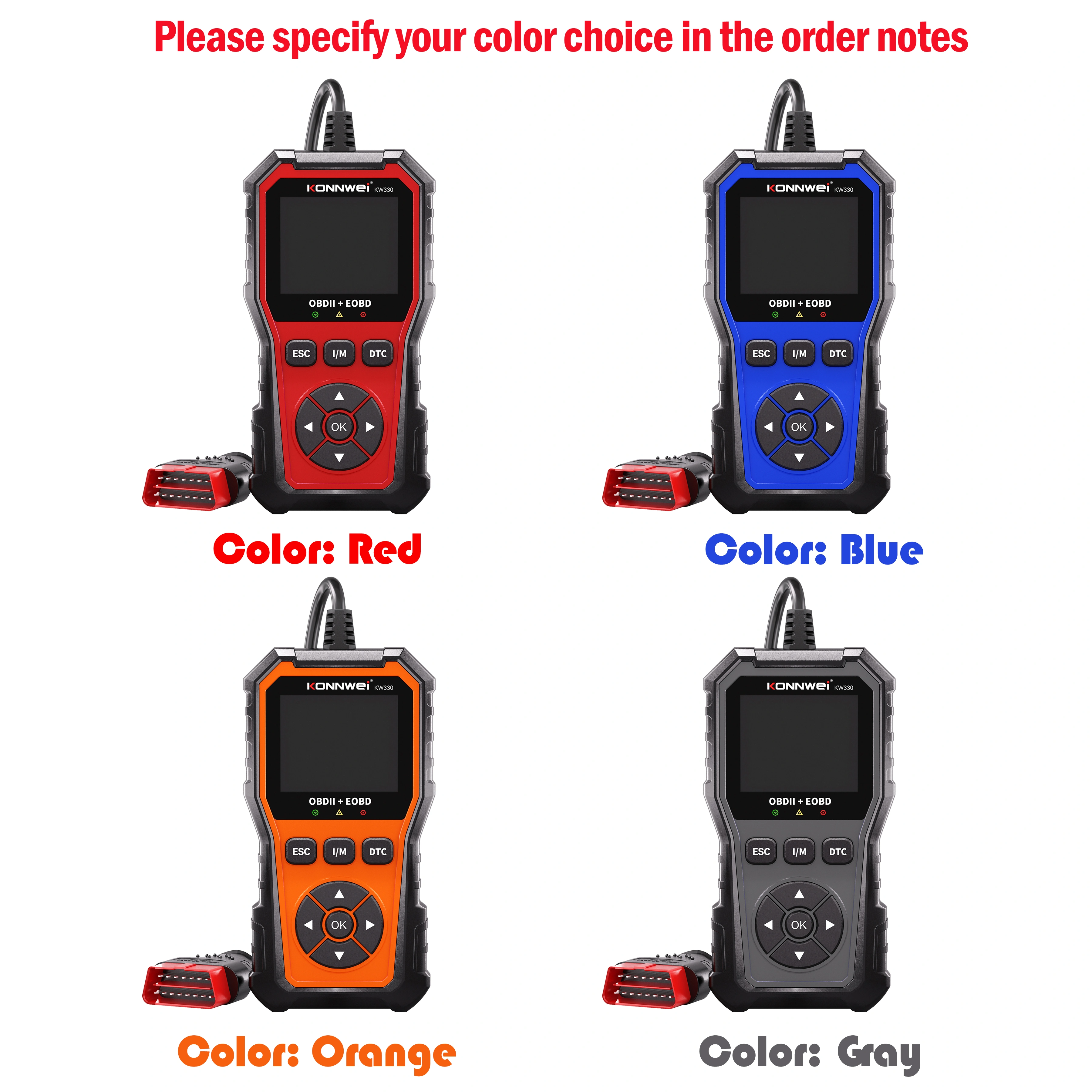 2026 KONNWEI KW330 OBD2 Scanner โ Full Fault Diagnostics, Engine & Battery Test, Code Clear view 2