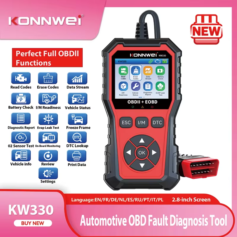 2026 KONNWEI KW330 OBD2 Scanner โ Full Fault Diagnostics, Engine & Battery Test, Code Clear view 5