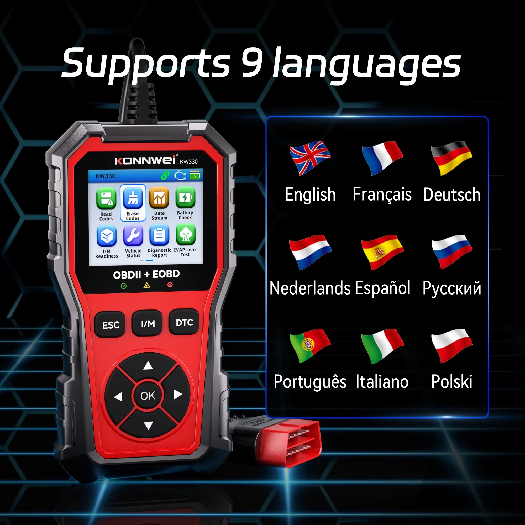 2026 KONNWEI KW330 OBD2 Scanner — Full Fault Diagnostics, Engine & Battery Test, Code Clear view 6