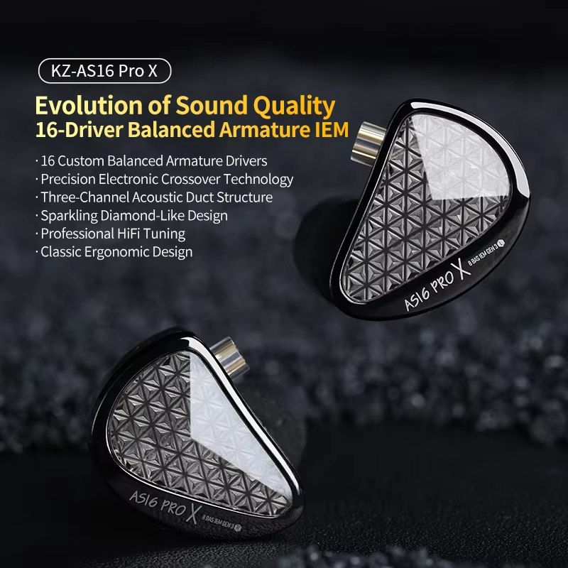 KZ AS16 PRO X in-ear headphones 8 balanced armature headphones three-channel acoustic duct structure HiFi headphones view 2
