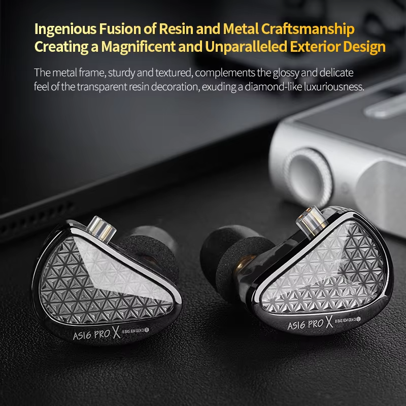 KZ AS16 PRO X in-ear headphones 8 balanced armature headphones three-channel acoustic duct structure HiFi headphones view 3
