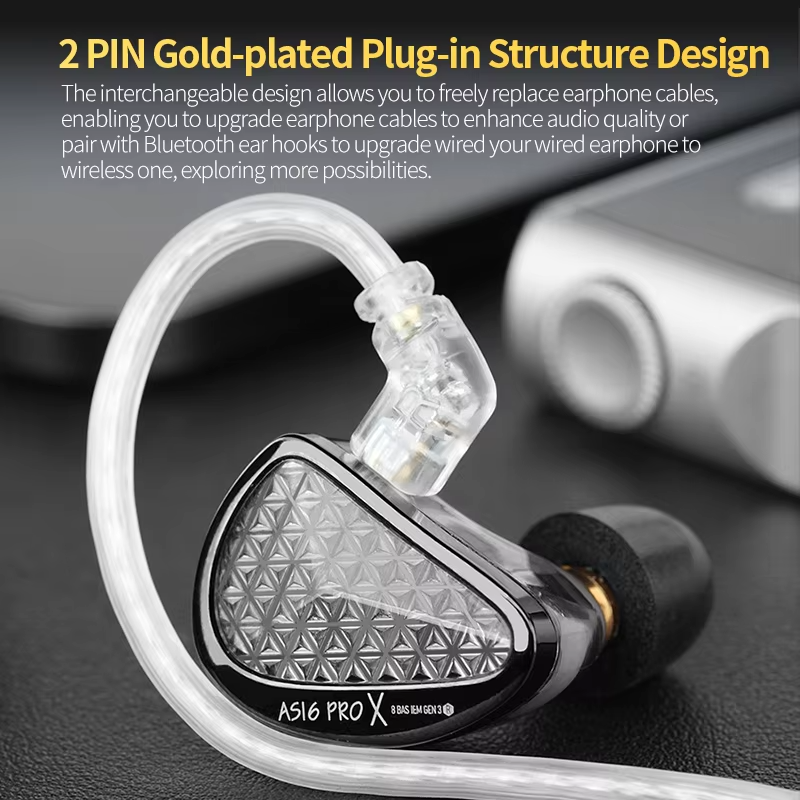 KZ AS16 PRO X in-ear headphones 8 balanced armature headphones three-channel acoustic duct structure HiFi headphones view 6