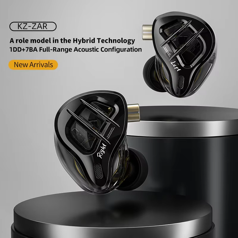 KZ ZAR Hybrid Driver In-ear Monitor 1DD + 7BA HiFi Headphones 2Pin Wired Headphones Music DJ Headphones Sports Gaming Earbud
