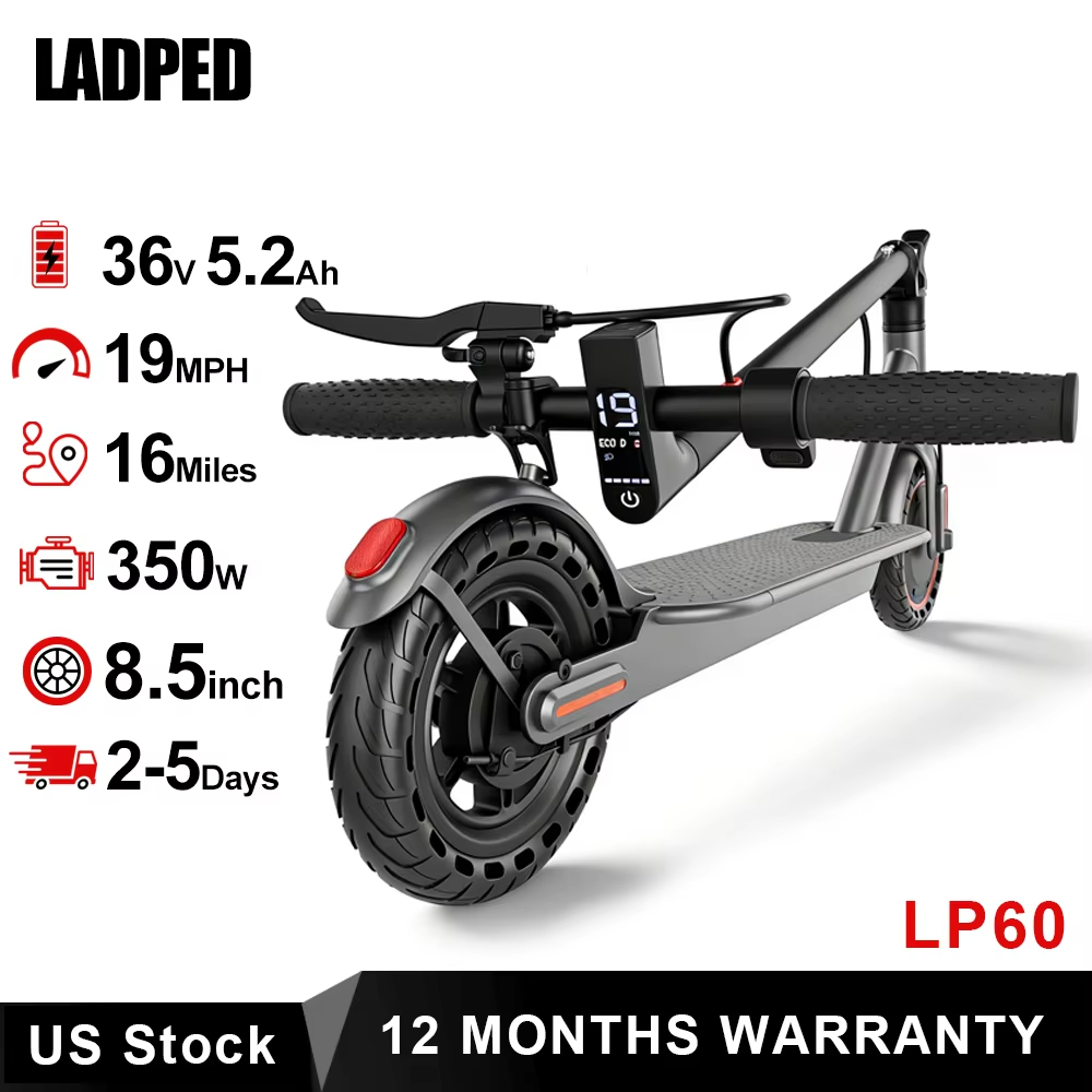 2026 LADPED LP60 Electric Scooter โ 350W, 19mph, 16-Mile Range, Folding view 5