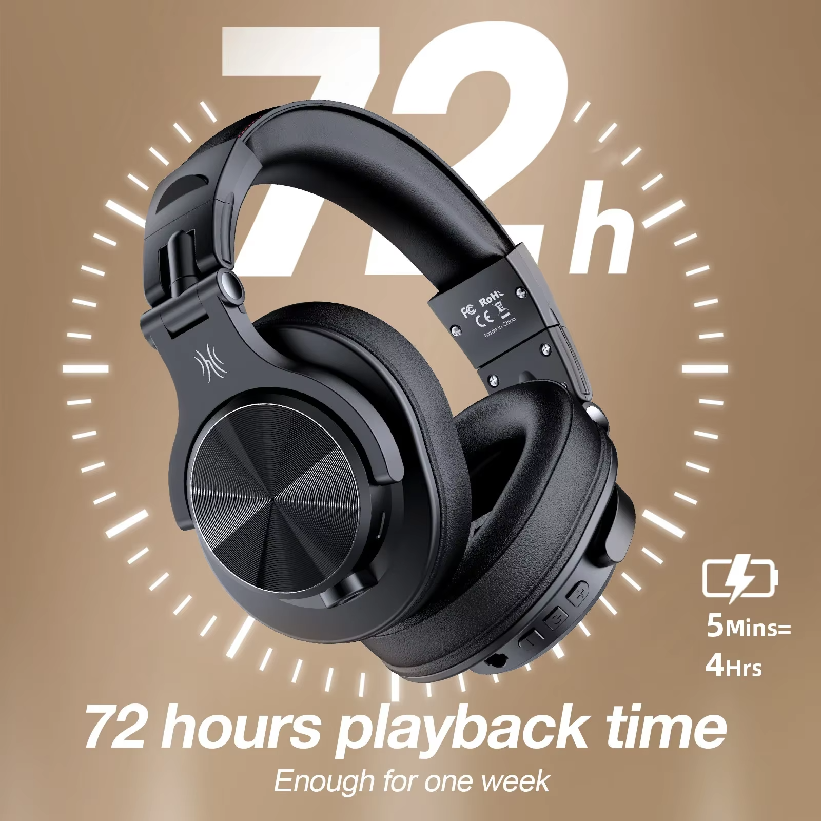 Oneodio Fusion A70 Headphones — Hi-Res BT, 72H, Over-Ear Studio Monitor