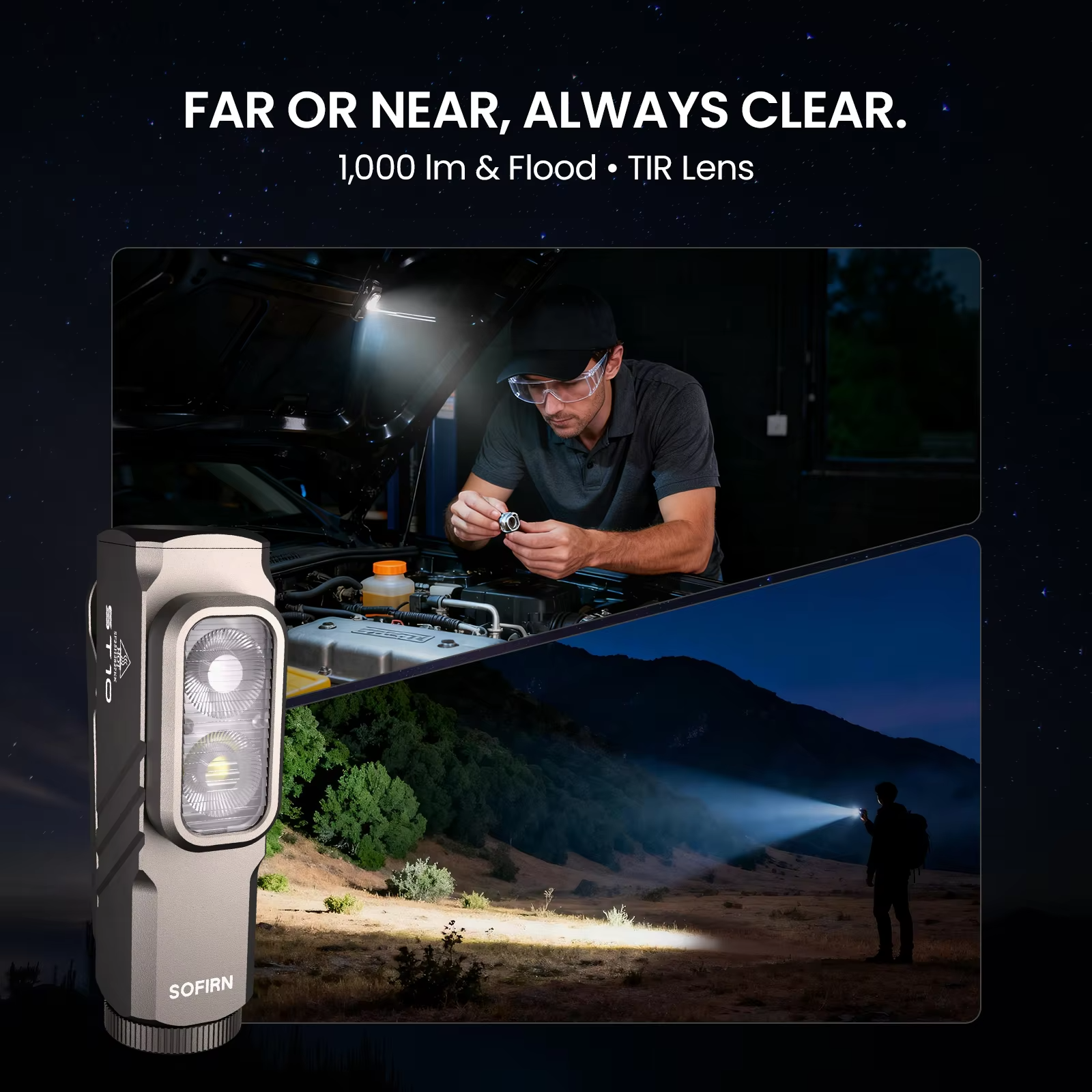 SOFIRN ST10 Mini Flashlight โ 1000LM, USB-C 14500, Red Light, Magnetic Tail view 3