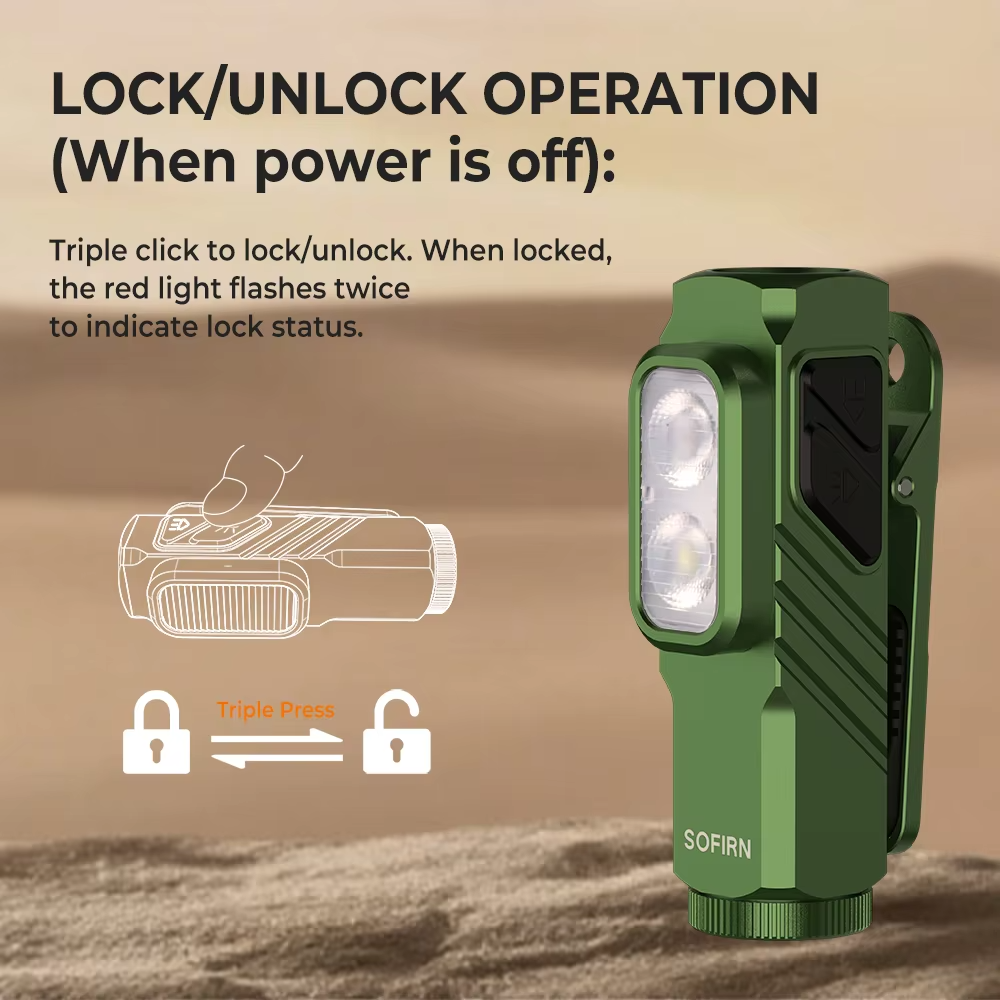 SOFIRN ST10 Mini Flashlight โ 1000LM, USB-C 14500, Red Light, Magnetic Tail view 5