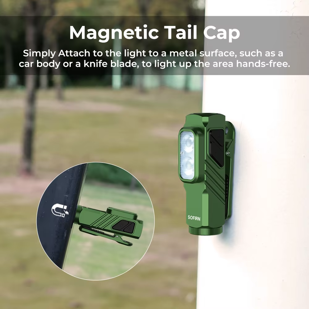 SOFIRN ST10 Mini Flashlight — 1000LM, USB-C 14500, Red Light, Magnetic Tail view 6