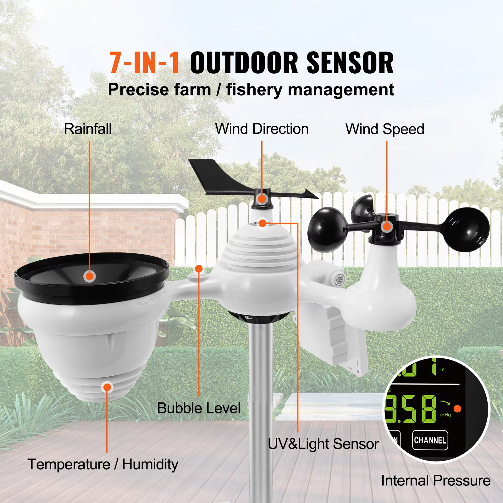 SucceBuy 7-in-1 Wi-Fi Weather Station โ 7.5-inch Color Display + Solar Wireless Sensor view 5