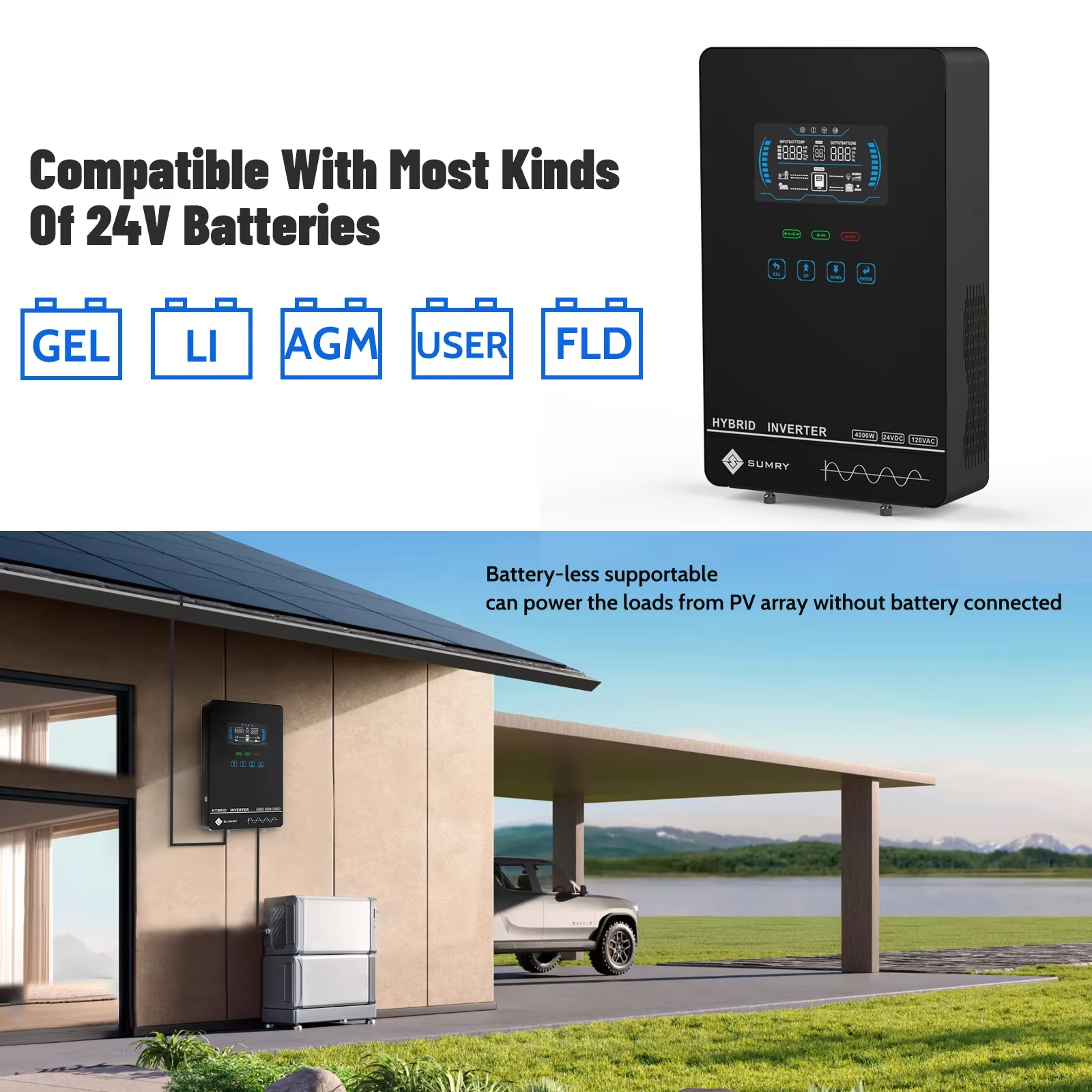 SUMRY 4KW/6KW Off-Grid Solar Inverter โ 24V, 140A MPPT, 5600W Pure Sine Wave view 3