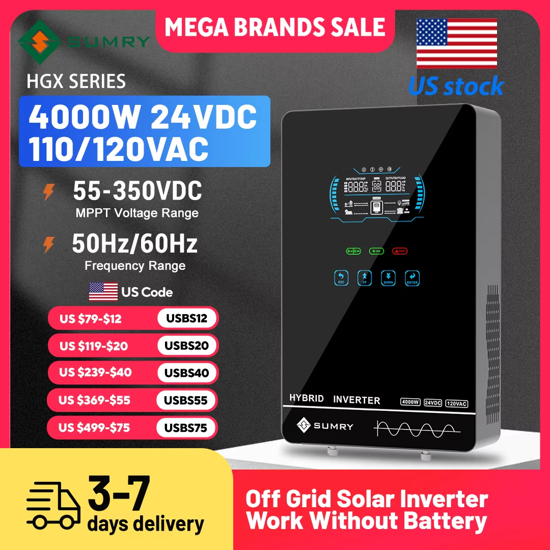 SUMRY 4KW/6KW Off-Grid Solar Inverter โ 24V, 140A MPPT, 5600W Pure Sine Wave view 4