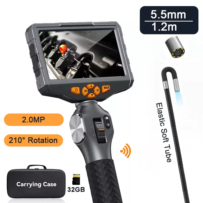 TESLONG TD500 Borescope — 5.5mm Articulating Inspection Camera, 1080P, 5" IPS Screen